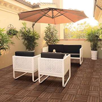 Yaheetech 27PCS Interlocking Patio Deck Tiles 12 x 12in Wood Floor Tiles Outdoor Flooring for Patio ...