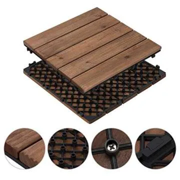 Yaheetech 27PCS Interlocking Patio Deck Tiles 12 x 12in Wood Floor Tiles Outdoor Flooring for Patio Garden Deck Poolside Brown