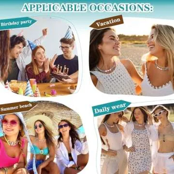 MPRAINBOW Boho Colorful Beaded Choker Necklaces - 2pcs Summer Layered Chokers Necklace Women Beach Surfer Trendy Jewelry Gifts,Hawaiian Rainbow Flower Bead Necklace Chain for Her Friend