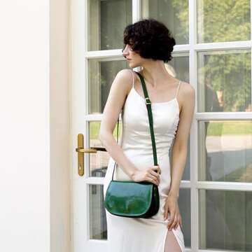 Time Resistance Leather Crossbody Bag for Women - Shoulder Messenger Purse (Green) - Gift Box Included