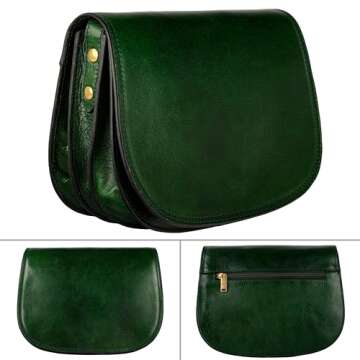 Time Resistance Leather Crossbody Bag for Women - Shoulder Messenger Purse (Green) - Gift Box Included