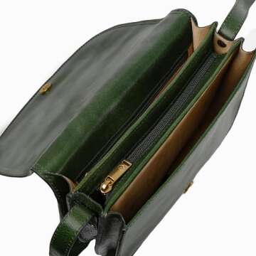 Time Resistance Leather Crossbody Bag for Women - Shoulder Messenger Purse (Green) - Gift Box Included