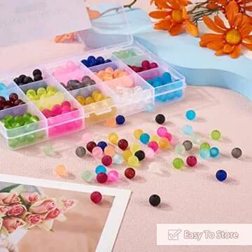 KISSITTY 400pcs 8mm Frosted Glass Round Beads Set