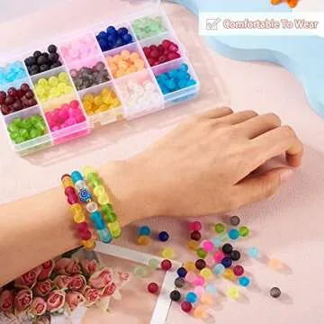 KISSITTY 400pcs 8mm Frosted Glass Round Beads Set