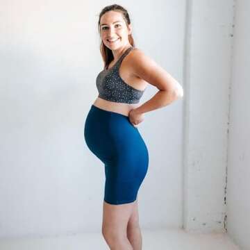 Hi Clasmix Maternity Shorts Over Belly Active Workout Summer Yoga Athletic Pregnancy Adjustable Belt Biker Shorts Pants(3 Pack Black+Grey+Navy,Medium)