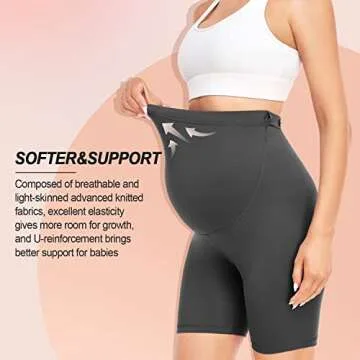 Hi Clasmix Maternity Shorts Over Belly Active Workout Summer Yoga Athletic Pregnancy Adjustable Belt Biker Shorts Pants(3 Pack Black+Grey+Navy,Medium)