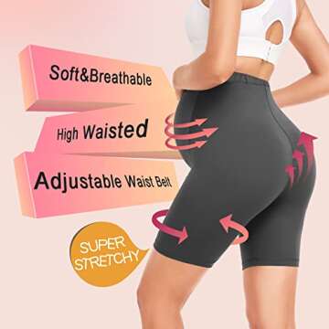 Hi Clasmix Maternity Shorts Over Belly Active Workout Summer Yoga Athletic Pregnancy Adjustable Belt Biker Shorts Pants(3 Pack Black+Grey+Navy,Medium)