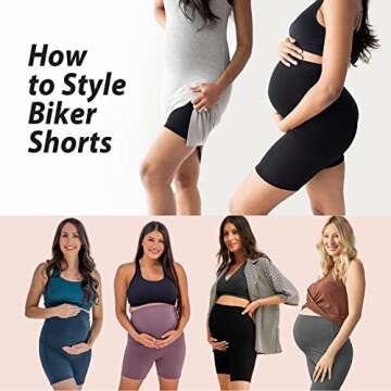 Hi Clasmix Maternity Shorts Over Belly Active Workout Summer Yoga Athletic Pregnancy Adjustable Belt Biker Shorts Pants(3 Pack Black+Grey+Navy,Medium)