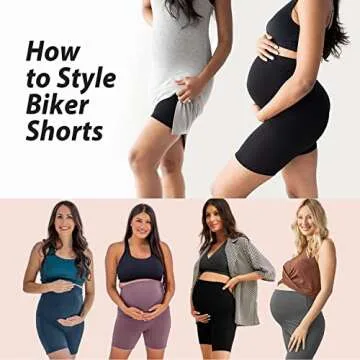 Hi Clasmix Maternity Shorts Over Belly Active Workout Summer Yoga Athletic Pregnancy Adjustable Belt Biker Shorts Pants(3 Pack Black+Grey+Navy,Medium)