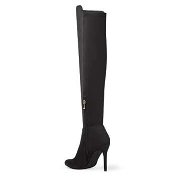 DREAM PAIRS Women's Sdob2214w Over The Knee Thigh High Boots Long Stretch Pointed Toe Stiletto High Heels Fall Sexy Boots, Black Suede, Size 8.5