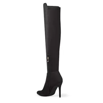 DREAM PAIRS Women's Sdob2214w Over The Knee Thigh High Boots Long Stretch Pointed Toe Stiletto High Heels Fall Sexy Boots, Black Suede, Size 8.5