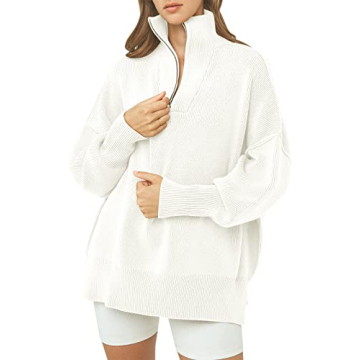 ANRABESS Women’s Cozy Oversized Quarter Zip Sweater