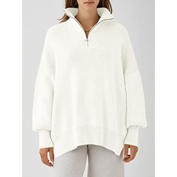 ANRABESS Women’s Cozy Oversized Quarter Zip Sweater