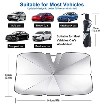 Ickimee Car Windshield Sun Shade Umbrella for UV Protection