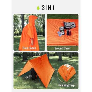 SaphiRose Extra Thick Hooded Rain Poncho - Waterproof & Functional for All Outdoor Activities