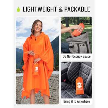 SaphiRose Extra Thick Hooded Rain Poncho - Waterproof & Versatile