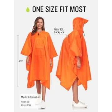 SaphiRose Extra Thick Hooded Rain Poncho - Waterproof & Versatile