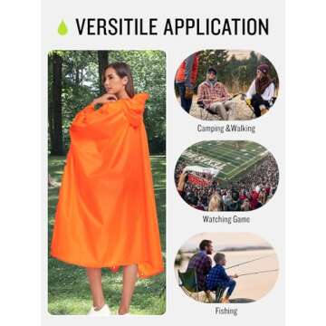 SaphiRose Extra Thick Hooded Rain Poncho - Waterproof & Versatile