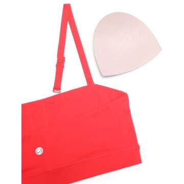 CRZ YOGA Butterluxe Womens Adjustable Spaghetti Thin Strap Sports Bra - Padded Wireless Square Neck Workout Yoga Clothes Deep Red Medium