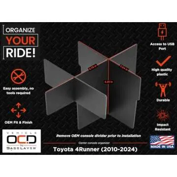 Vehicle OCD - Center Console Organizer for Toyota 4Runner (2010-2024) - Made in USA - SLX112