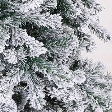 SOLAURA 6 FT Snow Flocked Christmas Tree for Holidays