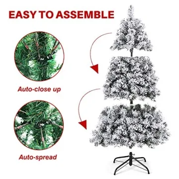 SOLAURA 6 FT Snow Flocked Christmas Tree for Holidays