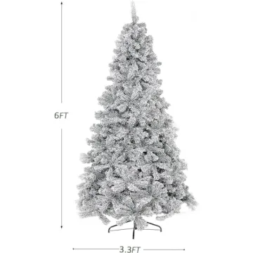 SOLAURA 6 FT Snow Flocked Christmas Tree for Holidays