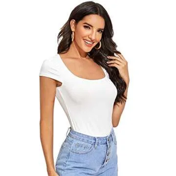 Elegant Square Neck Cap Sleeve Blouse for Women