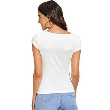 Elegant Square Neck Cap Sleeve Blouse for Women