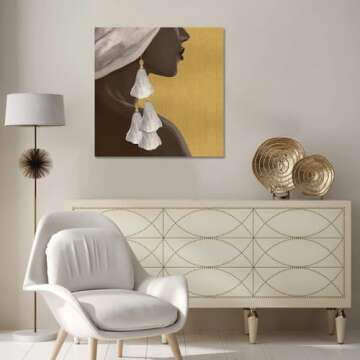 Stylish Gold African American Wall Art for Home Decor