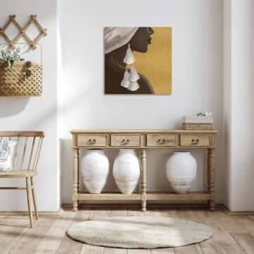 Stylish Gold African American Wall Art for Home Decor