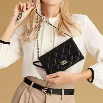 Trendy Farcauo Nude Quilted Crossbody Bag for Women