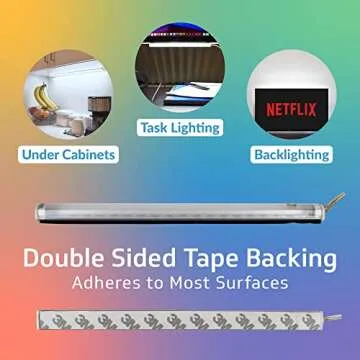 TrueColor USB-Powered LED Light Bar with Frosted Cover for Under Cabinet, Under Monitor, TV Backlight – Easy-Install - Adhesive & Mounting Brackets Included - 100,000 Hours Lifetime (24", Daylight)