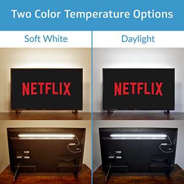 TrueColor USB-Powered LED Light Bar with Frosted Cover for Under Cabinet, Under Monitor, TV Backlight – Easy-Install - Adhesive & Mounting Brackets Included - 100,000 Hours Lifetime (24", Daylight)