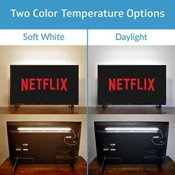 TrueColor USB-Powered LED Light Bar with Frosted Cover for Under Cabinet, Under Monitor, TV Backlight – Easy-Install - Adhesive & Mounting Brackets Included - 100,000 Hours Lifetime (24", Daylight)