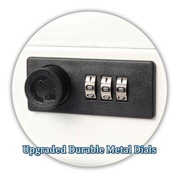 Jssmst Locking Large Metal Cash Box with Money Tray, Money Box with Combination Lock, White, SM-CB05...