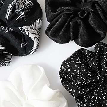 4pcs Silk Satin Hair Ties,Oversized Soft Hair Scrunchies for Women Girls Gift,Elastic Ponytail Holder Decorations,Hair Style Accessories,Light brown, coffee, dark brown, off-white Scrunchy