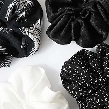 4pcs Silk Satin Hair Ties,Oversized Soft Hair Scrunchies for Women Girls Gift,Elastic Ponytail Holder Decorations,Hair Style Accessories,Light brown, coffee, dark brown, off-white Scrunchy