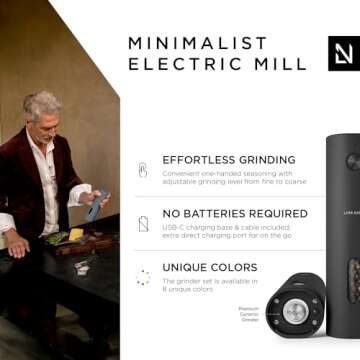 LARS NYSØM Electric Salt and Pepper Grinder Set I Automatic Salt and Pepper Mills with Adjustable C...