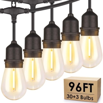 Mlambert 96FT LED Outdoor String Lights - Dimmable