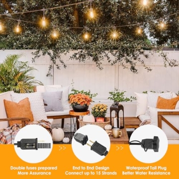 Mlambert 96FT LED Outdoor String Lights - Dimmable