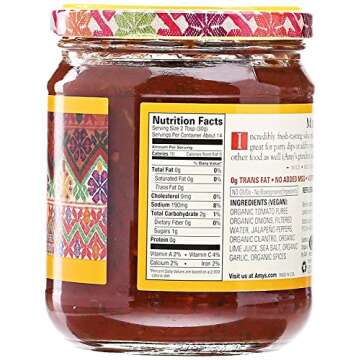 Amy's Salsa, Mild Salsa, Made With Organic Tomatoes, Gluten Free, Vegan Snacks, 14.7 Oz