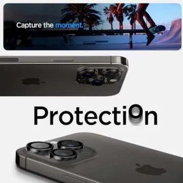 Spigen Camera Lens Screen Protector [GlasTR EZ Fit Optik Pro] Designed for iPhone 16 Pro Max/iPhone 16 Pro/iPhone 15 Pro Max/iPhone 15 Pro [Case Friendly] - Black Titanium [2 Pack]