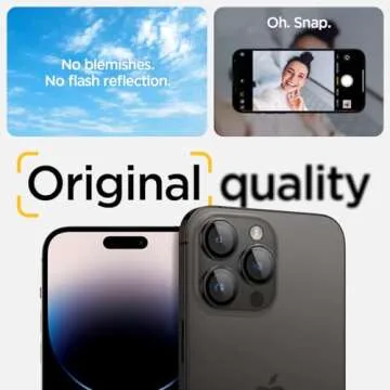 Spigen Camera Lens Screen Protector [GlasTR EZ Fit Optik Pro] Designed for iPhone 16 Pro Max/iPhone 16 Pro/iPhone 15 Pro Max/iPhone 15 Pro [Case Friendly] - Black Titanium [2 Pack]