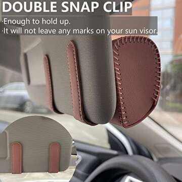 KEKIMO Sunglass Holder for Car, Leather Sunglass Visor Clip with Soft Lining, Universal Auto Eyeglasses Organizer Protective Box, Auto Glasses Storage Case for Vehicle, Truck, SUV (Pink)