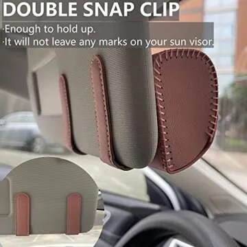 KEKIMO Sunglass Holder for Car, Leather Sunglass Visor Clip with Soft Lining, Universal Auto Eyeglasses Organizer Protective Box, Auto Glasses Storage Case for Vehicle, Truck, SUV (Pink)