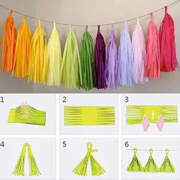 Shiny Tassel Garland Tissue Paper Tassel Banner,Table Decor,Tassels Party Decorations Supplies for Wedding,Birthday,Bridal/Baby Shower,DIY Kits,Pack of 20 - (Rose Gold/Light Pink/Peach Color/White)