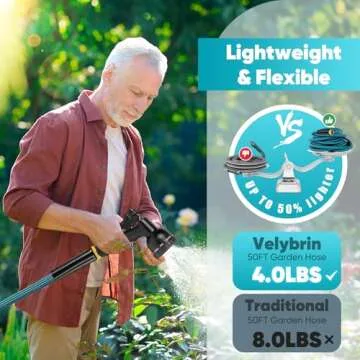 Garden Hose 50ft, Non-Expanding Water Hose Ultra Lightweight, Kink-Free, Sturdy, Abrasion Resistant Hose for Yard, Lawn, Car Wash, Outdoor, Marine and Camper