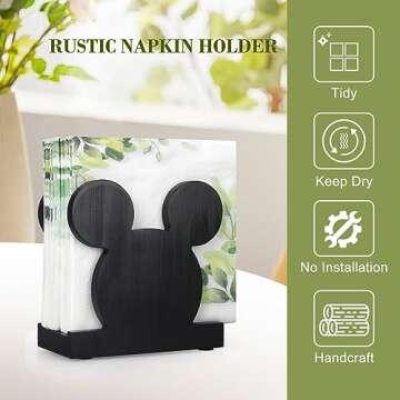 Cute Wooden Napkin Holder for Table Decor Kitchen Napkin Holder Bathroom Desk Accessories Modern Cocktail Napkin Holder Funny Decorative Xmas Home Decor Farmhouse Wood Cool Christmas Napkin Holder