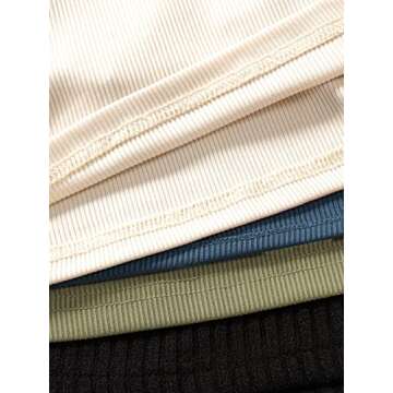 MakeMeChic Women's Casual 4 Pieces Solid Ribbed Knit Crop Tank Tops Vest Pack B Multicolored S